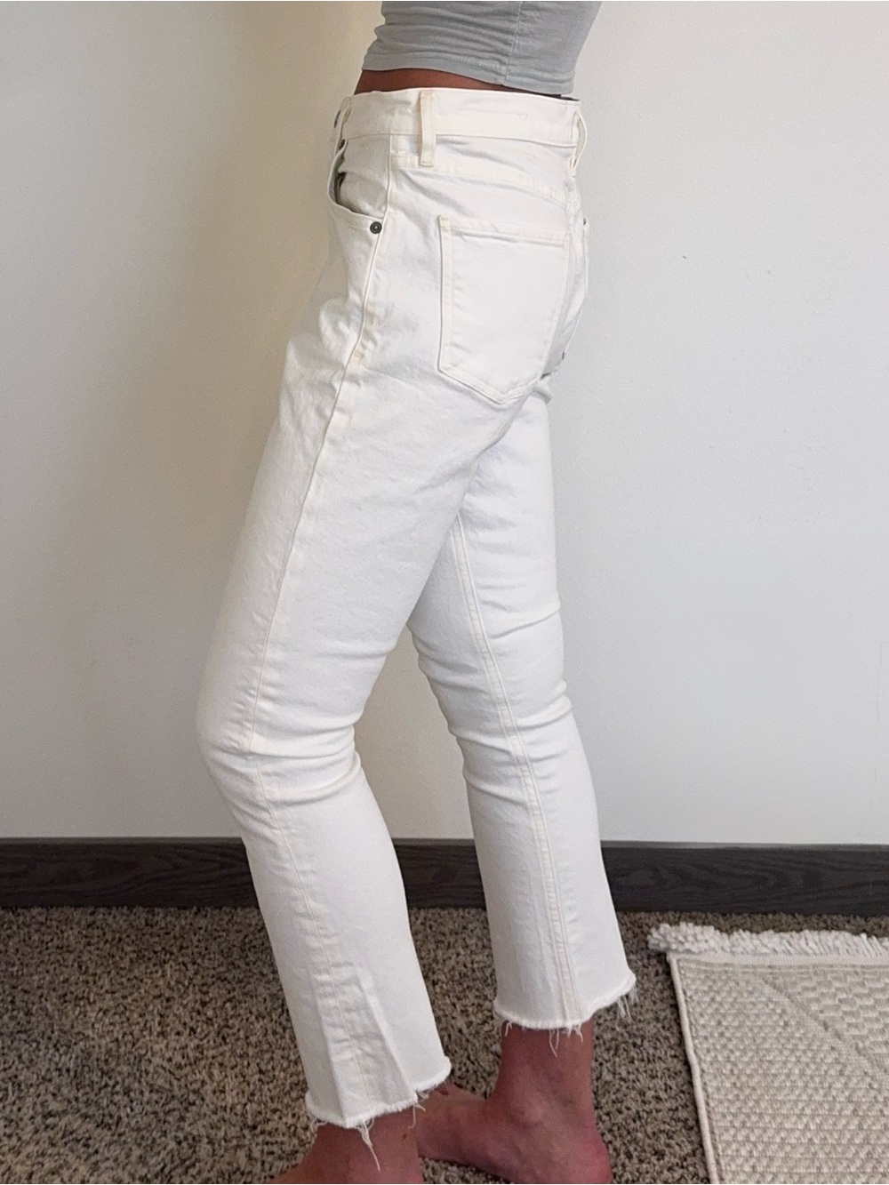 Citizens of Humanity Charlotte Crop Jeans White Raw Hem Size 27